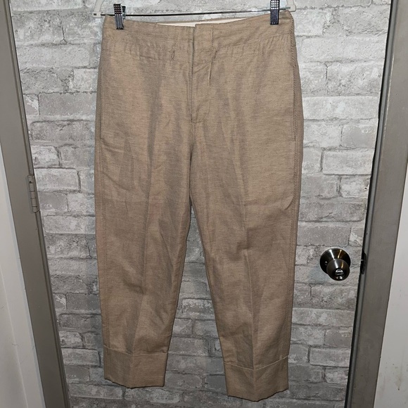 Women's bassike linen blend cropped dress pants sz 1(4)